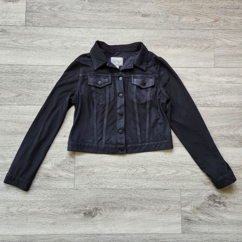 Jessica Simpson Black Jacket Womens Large Long Sleeve Button Biker
